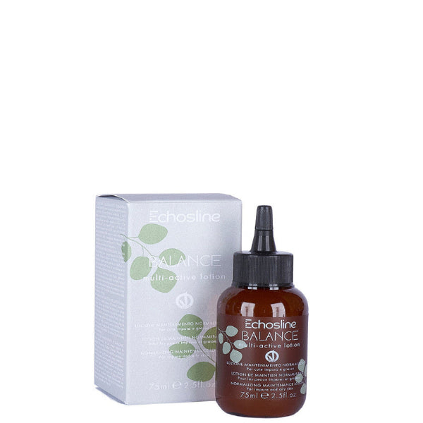 Brown bottle with dropper and white box labeled 'Echosline Balance' on a white background