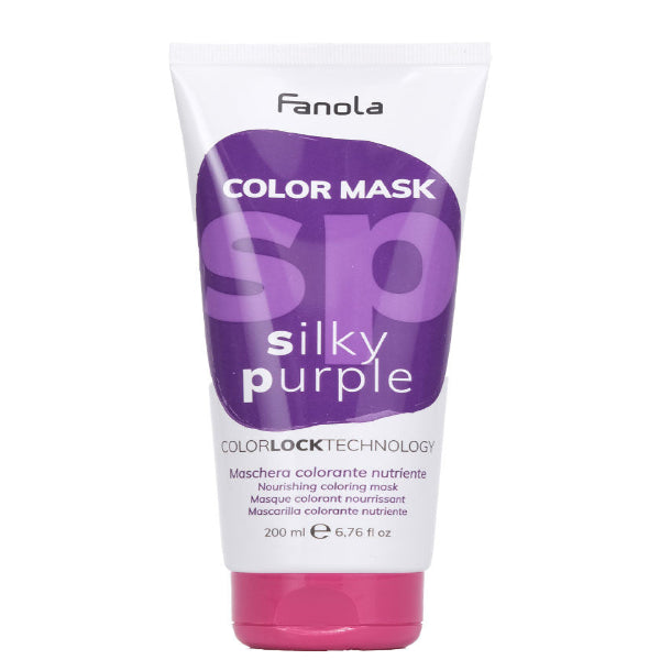 Fanola Color Mask Silky Purple hair mask tube on a white background