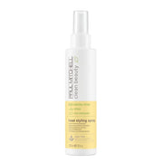 Bottle of Paul Mitchell heat styling spray on a white background