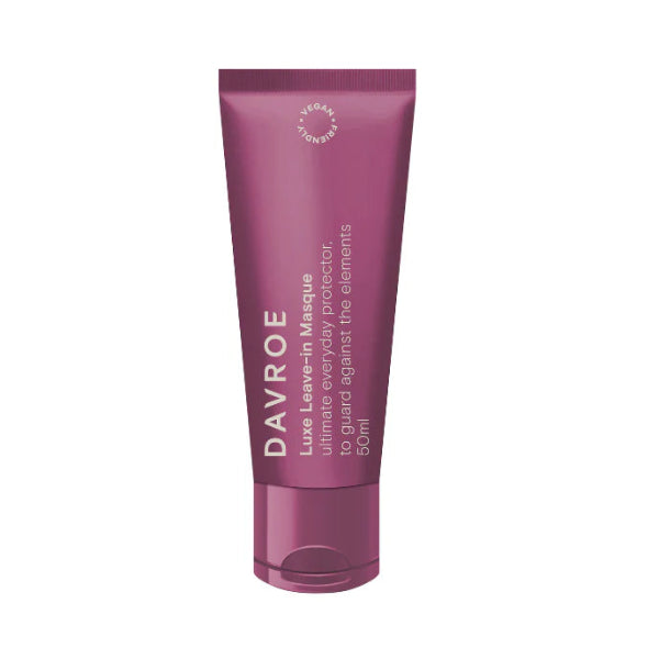Purple tube of Davroe Luxe Leave-in Masque on a white background