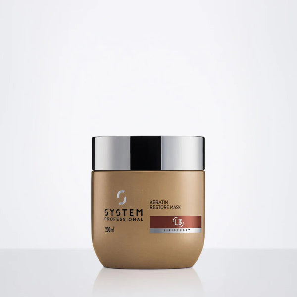 System Professional Keratin Restore Mask jar on a white background