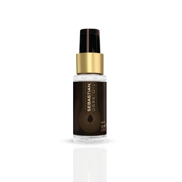 Sebastian Dark Oil bottle with gold cap on a white background
