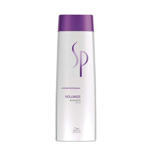 Wella SP Volumize shampoo bottle on a white background