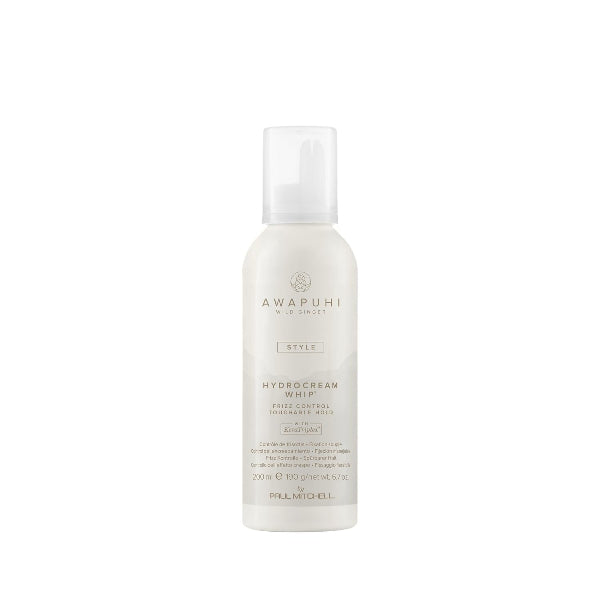 White bottle of Awapuhi by Millipore hair product on a white background