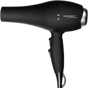 Black hair dryer with 'Silver Bullet' branding on a white background