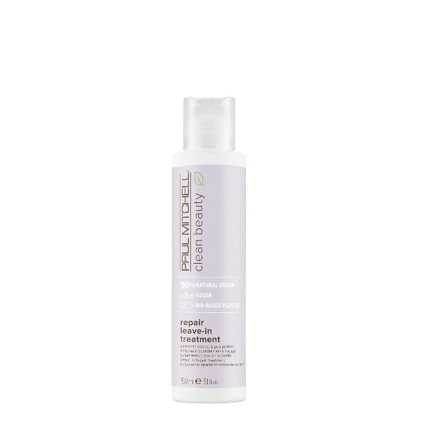 Bottle of Paul Mitchell repair leave-in treatment on a white background
