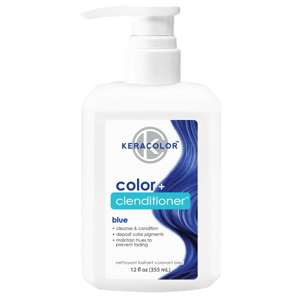 Keracolor color + blenditioner blue conditioner bottle on a white background