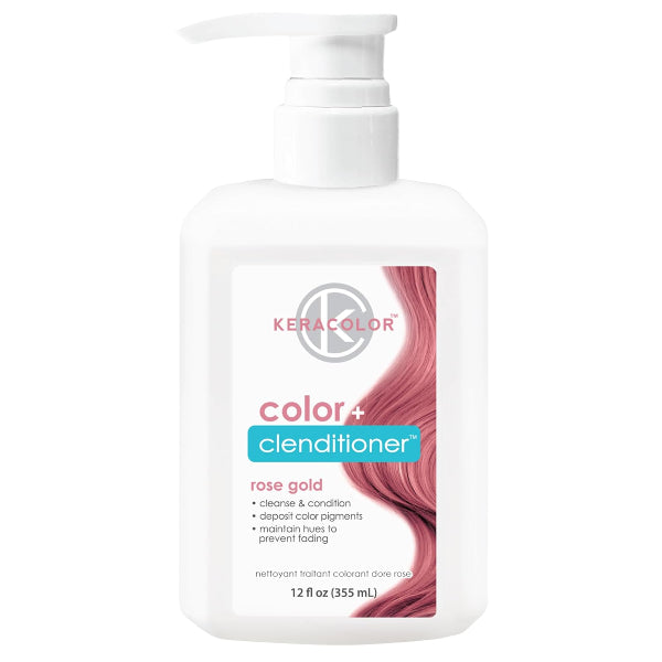 Keracolor color + clenditioner bottle for rose gold hair on a white background