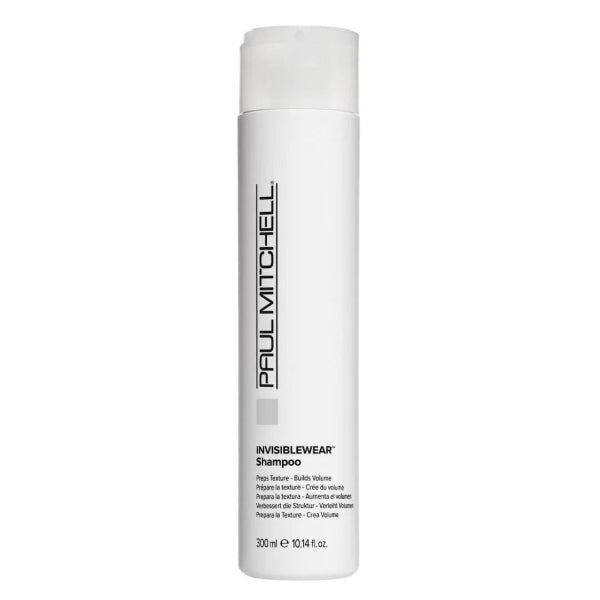 White shampoo bottle with 'Paul Mitchell' branding on a white background