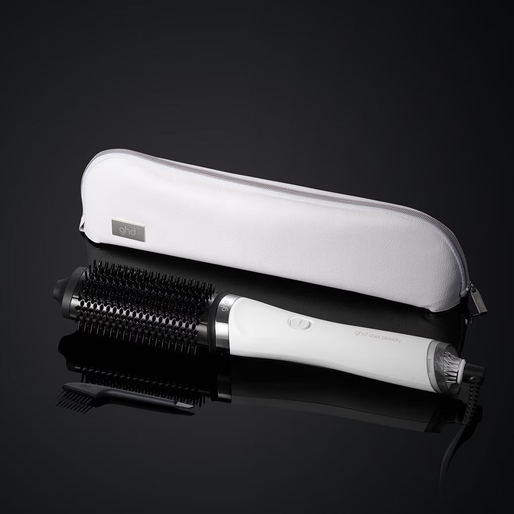 GHD DUET BLOWDRY HAIR DRYER BRUSH IN WHITE