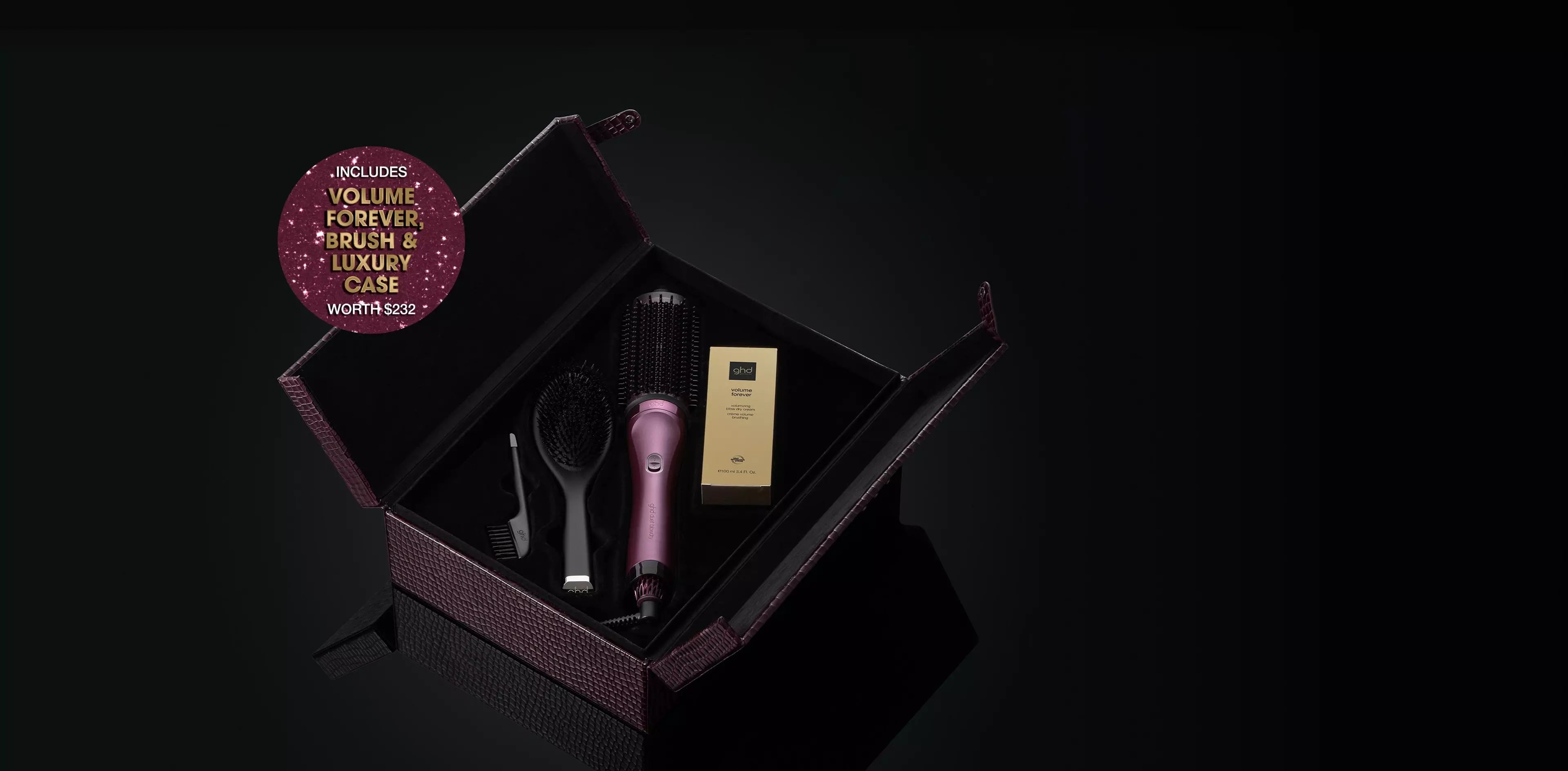 NEW GHD DUET BLOWDRY HAIR DRYER BRUSH FESTIVE GIFT SET IN CHERRY CHIC