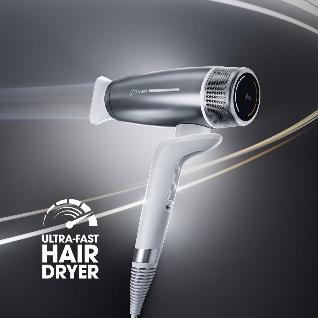 NEW GHD SPEED HAIR DRYER IN SILVER WHITE