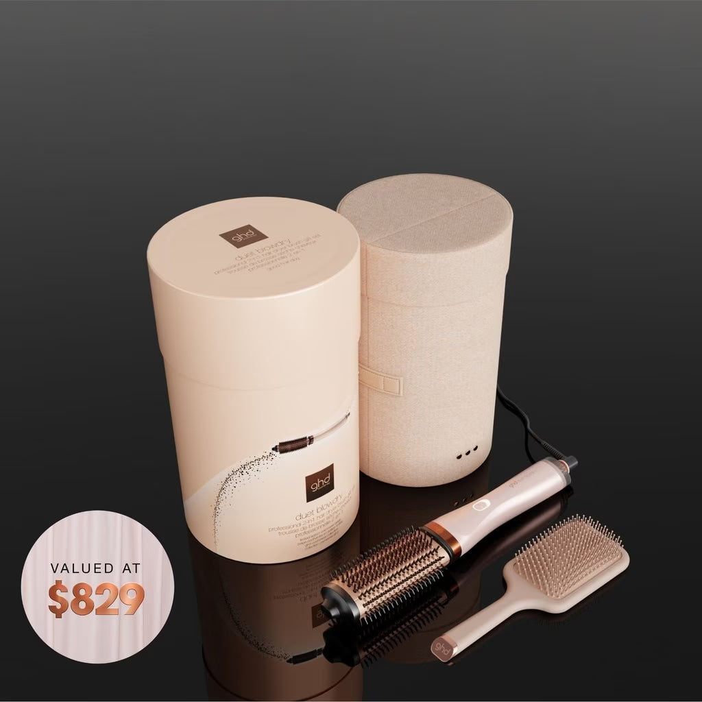 NEW GHD DUET BLOWDRY HAIR DRYER BRUSH FESTIVE GIFT SET IN CASHMERE BEIGE