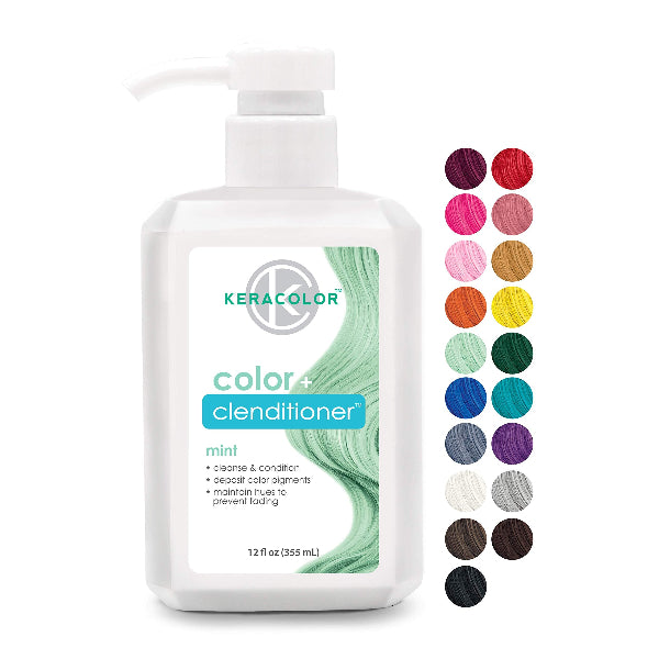 Keracolor Clenditioner bottle with color chart on a white background