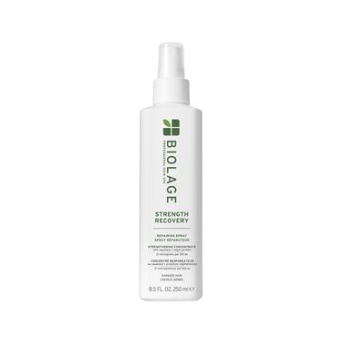 Biolage Strength Recovery hair spray bottle on a white background