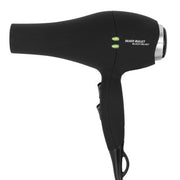 Black hair dryer with 'Silver Bullet' branding on a white background