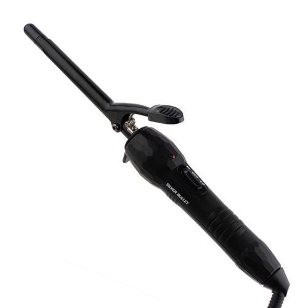 Black hair curling iron on a white background