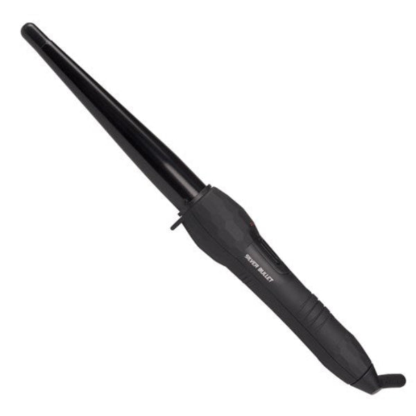 Black hair curling iron on a white background