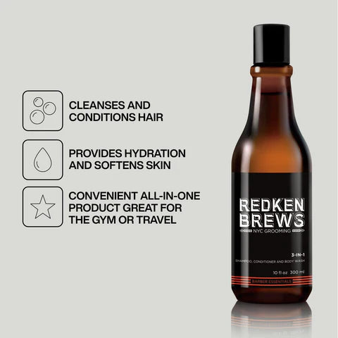 Brews 3-In-1 Shampoo, Conditioner And Body Wash 300mL