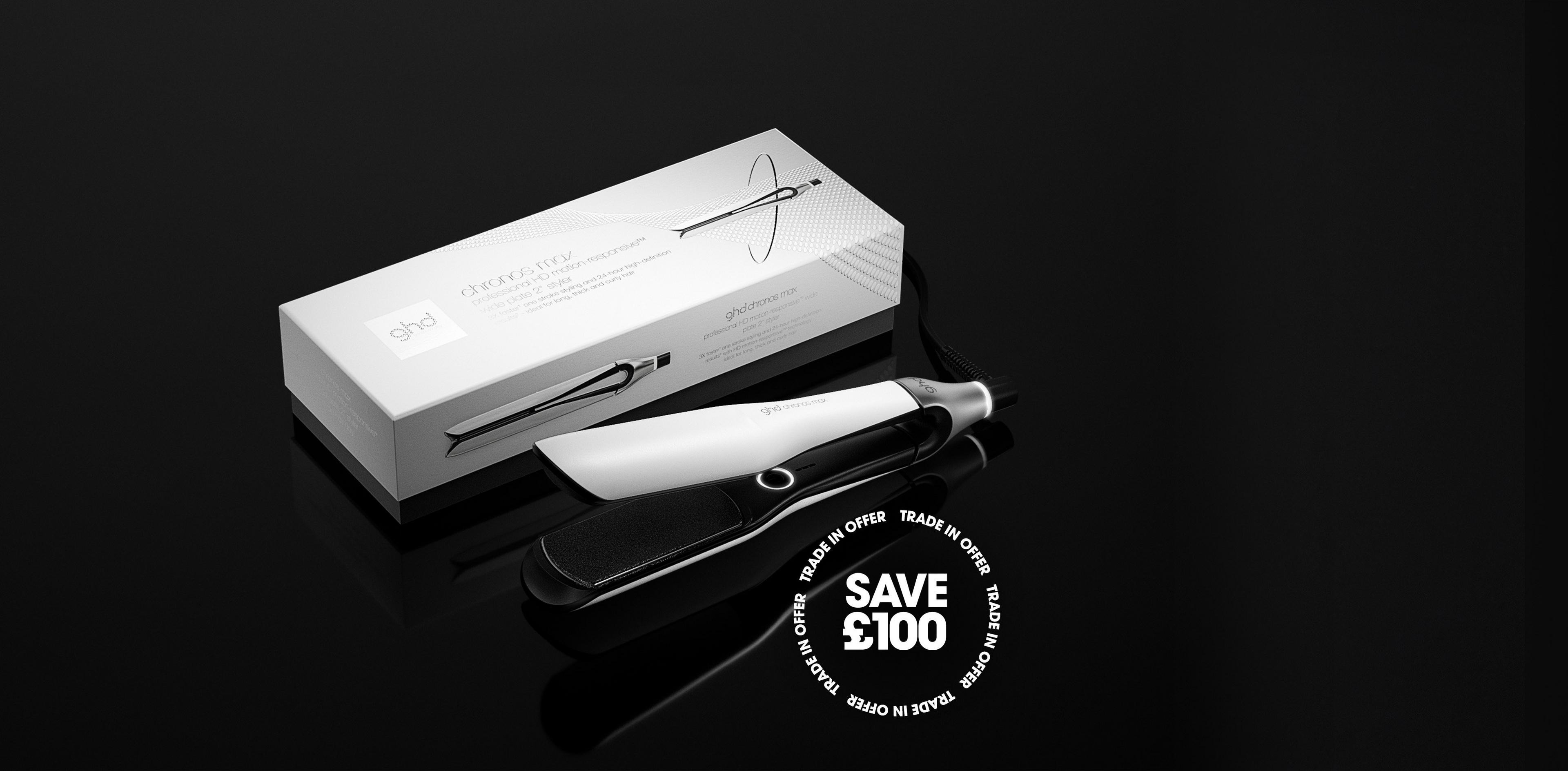 NEW GHD CHRONOS MAX BEST WIDE PLATE HAIR STRAIGHTENER (43MM PLATE) WHITE