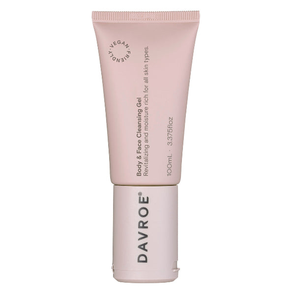 Davroe body and face cleansing gel tube on a white background