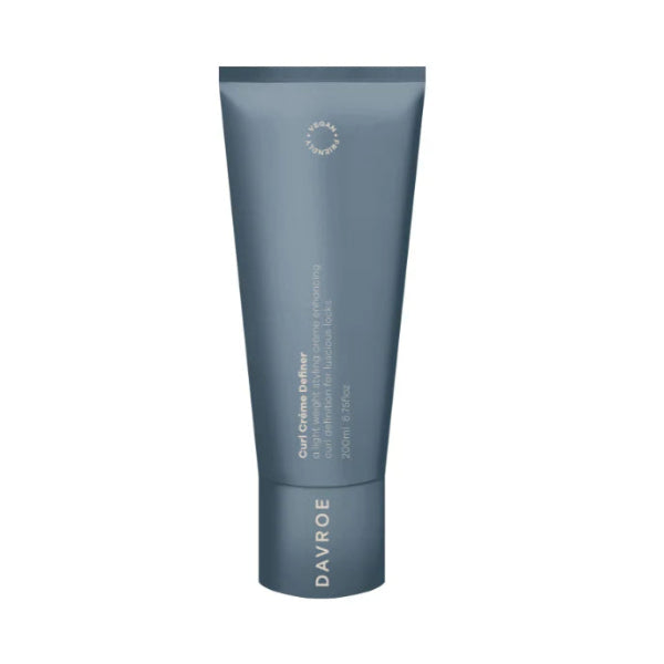 Blue tube of Davroe hair product on a white background