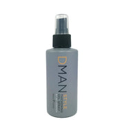 Gray spray bottle with black nozzle on a white background