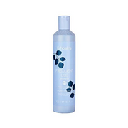 Shampoo bottle with blue label on a white background