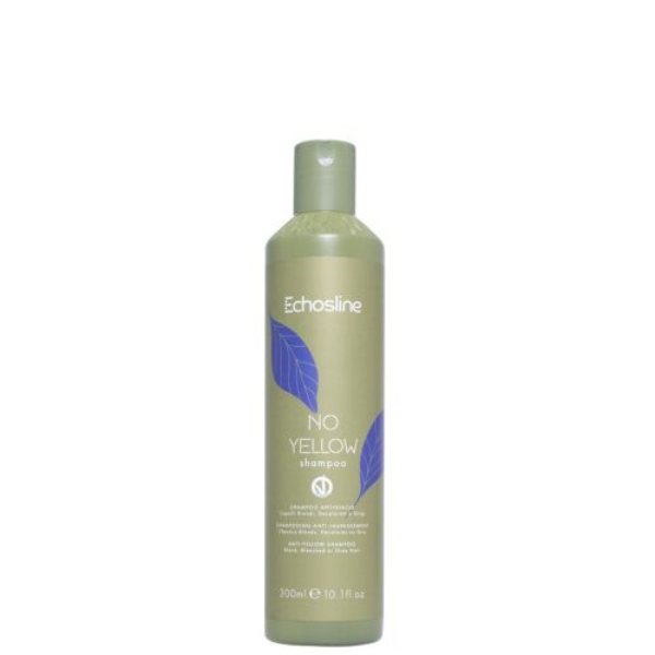 Shampoo bottle labeled 'EchoSline No Yellow Shampoo' on a white background