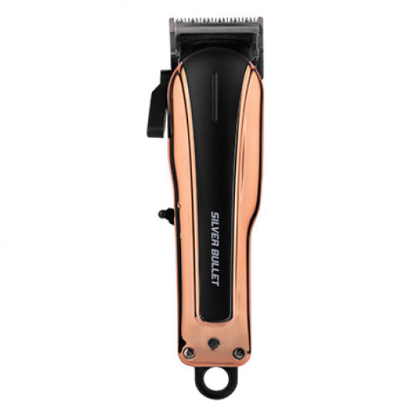 Copper and black hair clipper with 'Silver Bullet' branding on a white background
