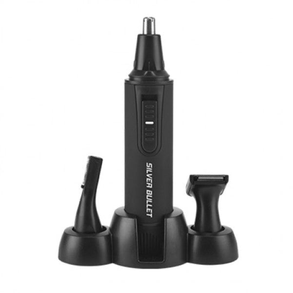 Black grooming tool set with 'Silver Bullet' branding on a white background