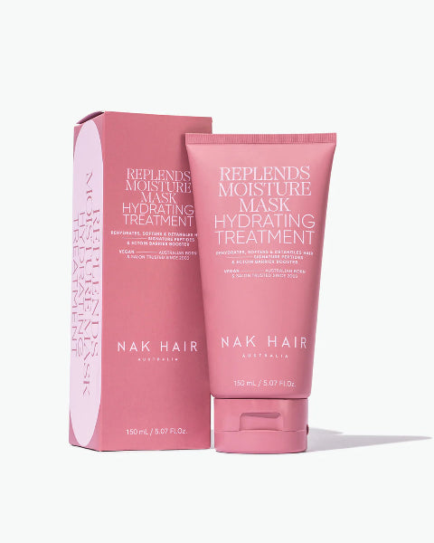 Pink hair mask packaging with 'Nak Hair' branding on a white background