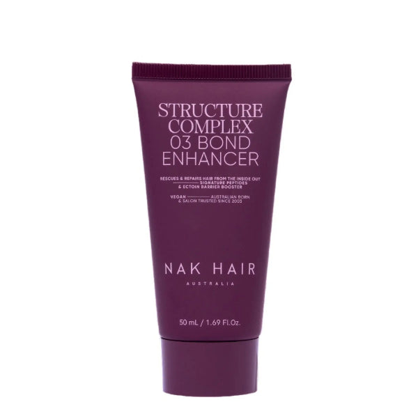 Purple tube of NAK Hair Structure Complex 03 Bond Enhancer on a white background