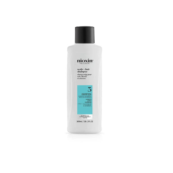 Nioxin shampoo bottle on a white background