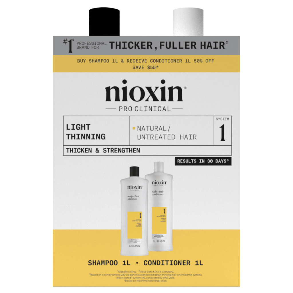 Nioxin Scalp + Hair Thickening System 1 Shampoo + Conditioner 1L Duo