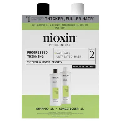 Nioxin Scalp + Hair Thickening System 2 Shampoo + Conditioner 1L Duo
