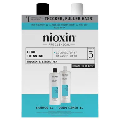 Nioxin Scalp + Hair Thickening System 3 Shampoo + Conditioner 1L Duo
