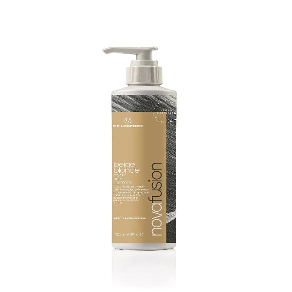 Shampoo bottle with pump labeled 'NovaFusion' on a white background