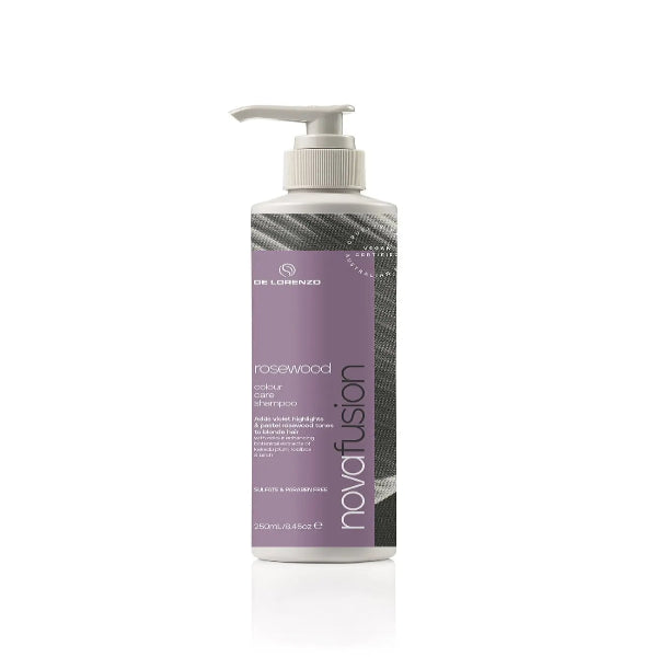 Shampoo bottle with purple label on a white background