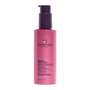 Pink bottle of Pureology hair serum on a white background