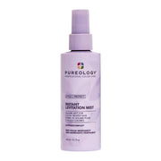 Purple bottle of Pureology Instant Levitation Mist on a white background