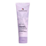 Purple tube of Pureology Shine Bright Taming Serum on a white background