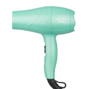 Mint green hair dryer with 'Babyliss' branding on a white background