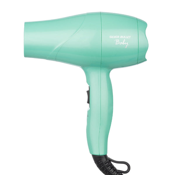 Mint green hair dryer with 'Babyliss' branding on a white background