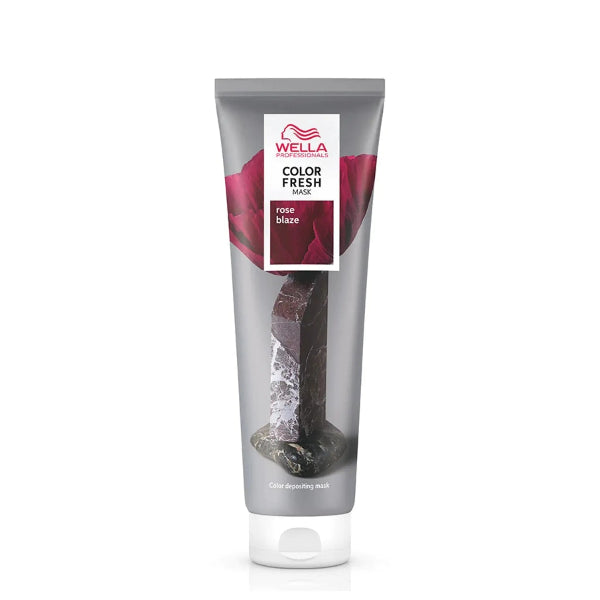 Wella Color Fresh mask tube with rose blaze label on a white background