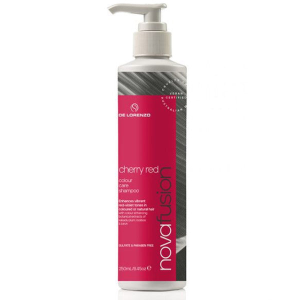 Shampoo bottle with red label on a white background