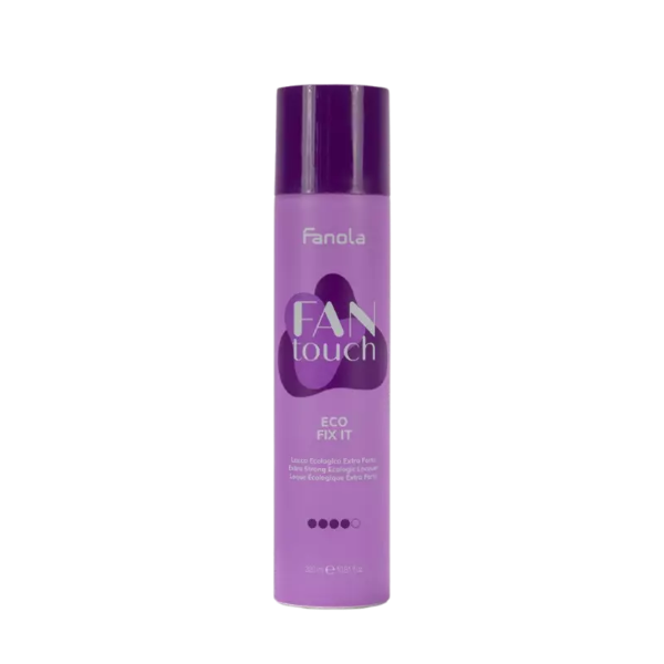 Purple bottle of Fanola Fan Touch Eco Fix It on a white background
