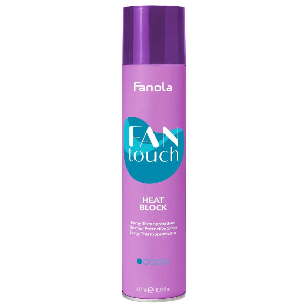 Fanola Fan Touch Heat Block spray can on a white background