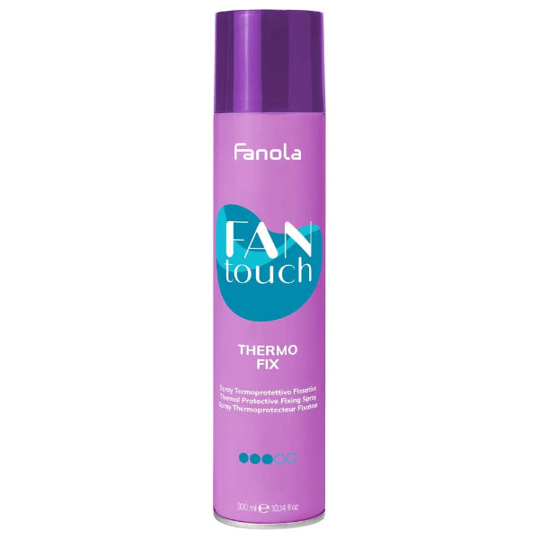Fanola Fan Touch Thermo Fix spray can on a white background