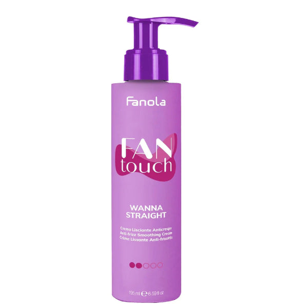 Fanola Fan Touch Wanna Straight hair product bottle on a white background
